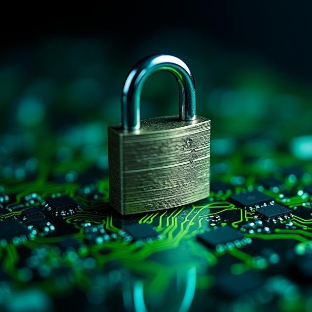 Lucchetto e circuito stampato che rappresentano la sicurezza